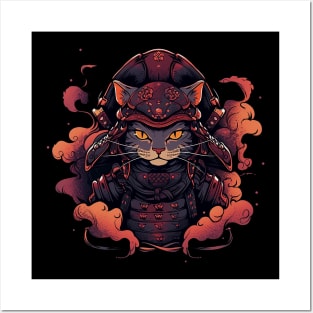 samurai cat Posters and Art